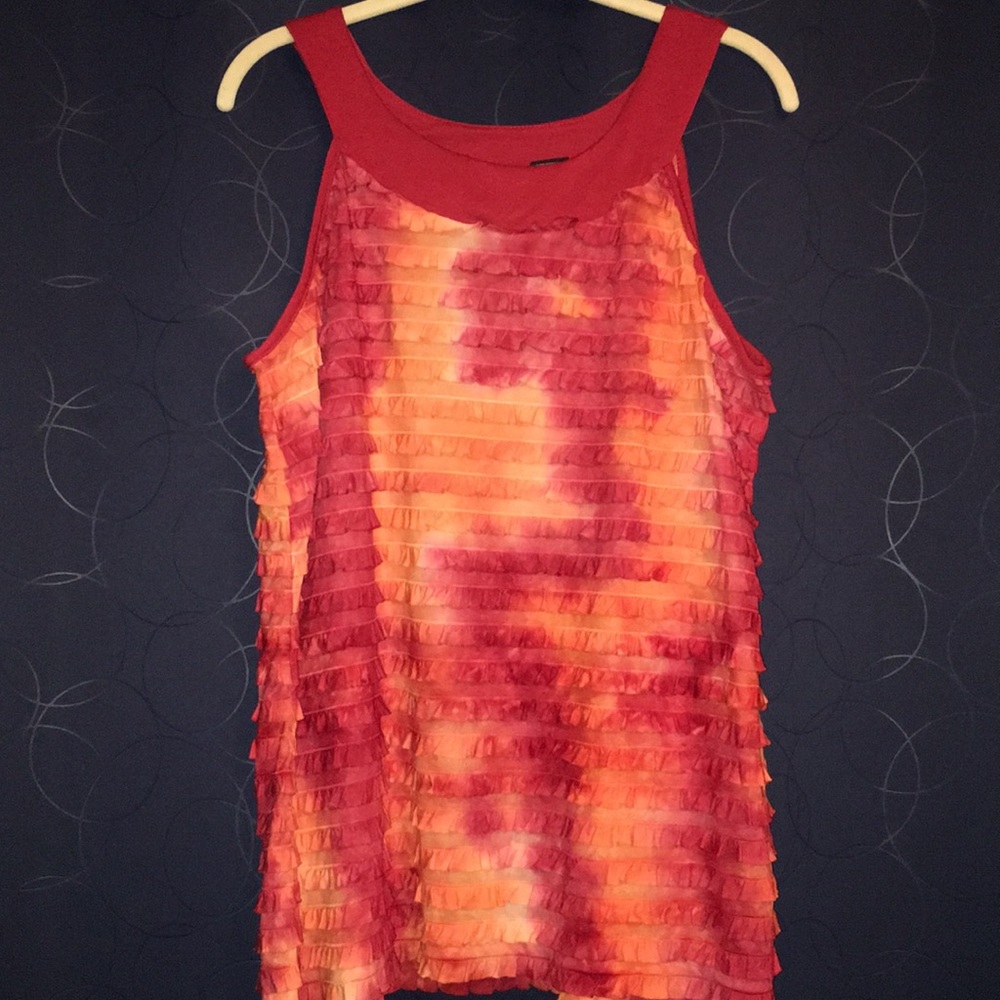 New directions 1X mesh ruffle top